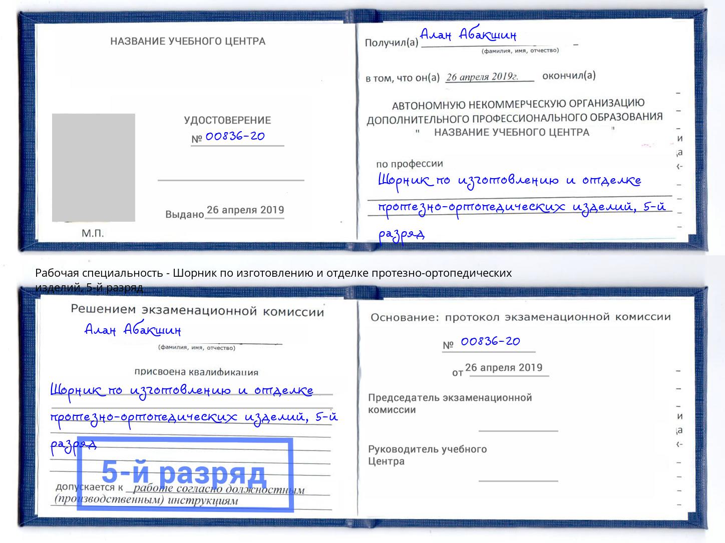 корочка 5-й разряд Шорник по изготовлению и отделке протезно-ортопедических изделий Мичуринск