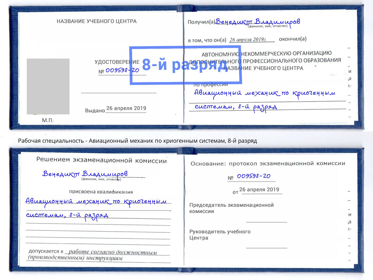 корочка 8-й разряд Авиационный механик по криогенным системам Мичуринск